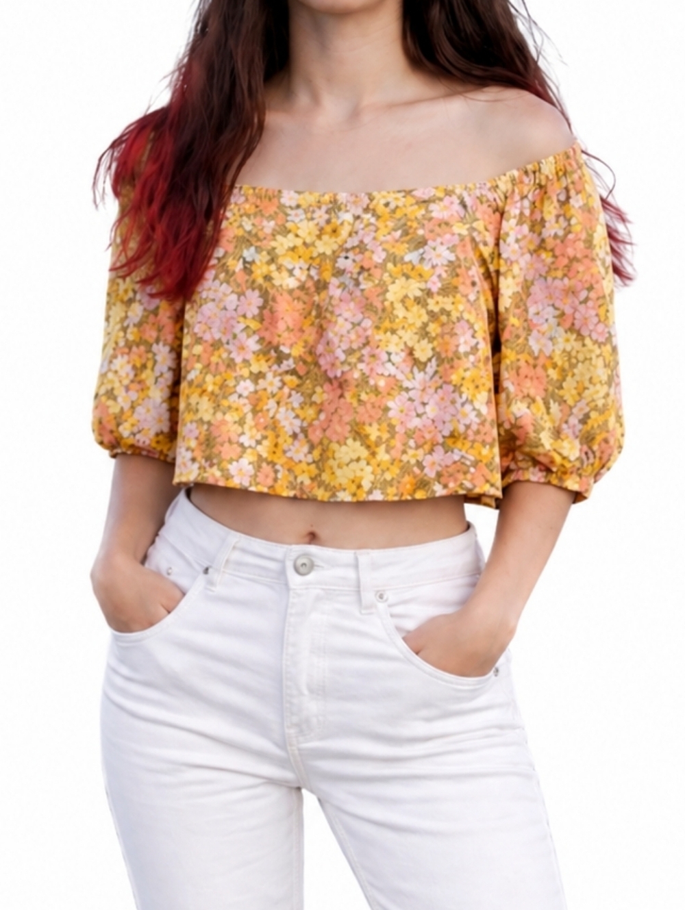 BILLABONG YELLOW FLORAL BOHO TOP.